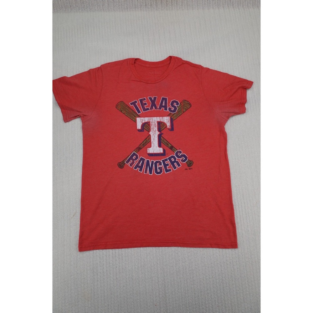 Texas Rangers Shirt Mens Large Red MLB Baseball Majestic Threads Short Sleeve